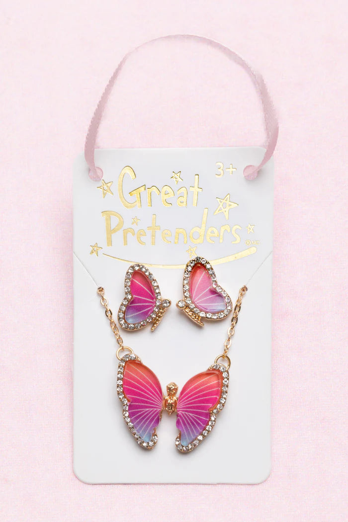 Boutique Butterfly Necklace & Studded Earring Set