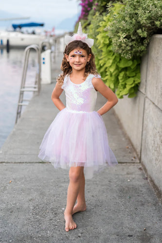 Dreamy Unicorn Dress with Headband in Iridescent / Pink