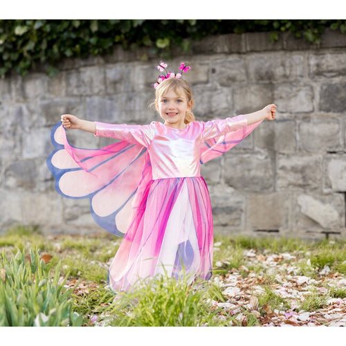 Butterfly Twirl Dress with Wings and Headband in Pink