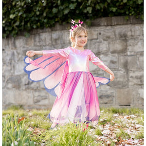 Butterfly Twirl Dress with Wings and Headband in Pink