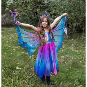 Butterfly Twirl Dress with Wings in Blue Purple