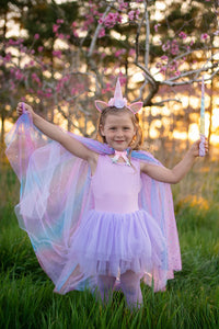 Rainbow Unicorn Cape & Headband in 4-6yrs