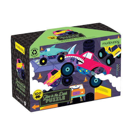 Glow in the Dark Monster Trucks Puzzle - 100 pc