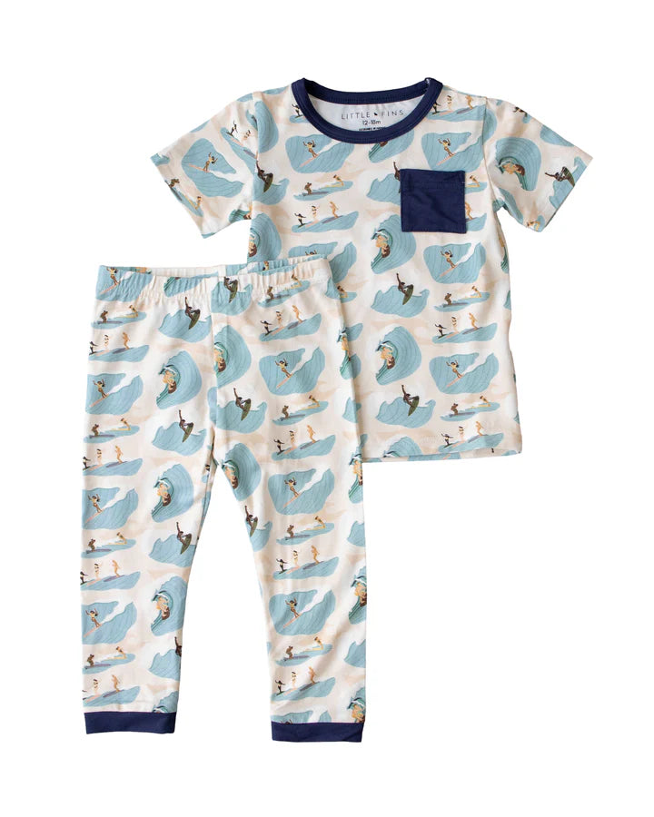 Designed on Maui - Surfs Up Short Sleeve Kids Two-Piece Pajama Set