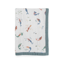 Cotton Muslin Baby Quilt - Mermaids