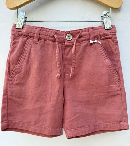 Cotton Linen Bermuda Short in Rust