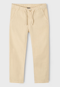 Cotton Linen Pant with Drawstring in Light Mustard