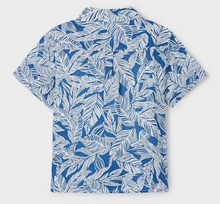 White Leaves on Navy Aloha Shirt