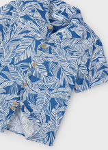 White Leaves on Navy Aloha Shirt