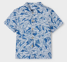 White Leaves on Navy Aloha Shirt