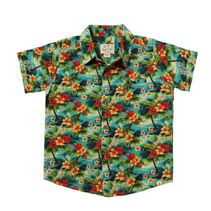 Maui Hawaiian Hibiscus Print Woven Button Down Aloha Shirt