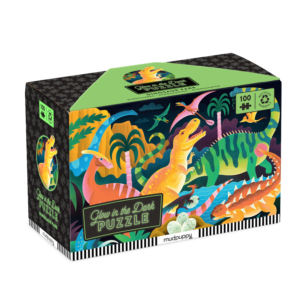 Glow in the Dark Dinosaur Park Puzzle - 100 pc