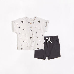 3mos Marching Ants Print on Henley Shorts 2 pc Set