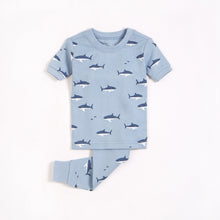 Sharks Print on Barely Blue Short Sleeved Pajama Set