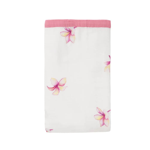 Plumeria Hawaiian Bamboo and Cotton blend Throw Blanket