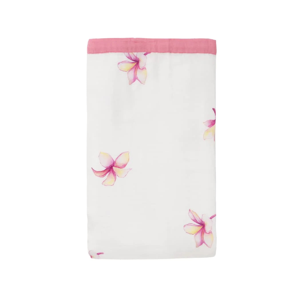 Plumeria Hawaiian Bamboo and Cotton blend Throw Blanket