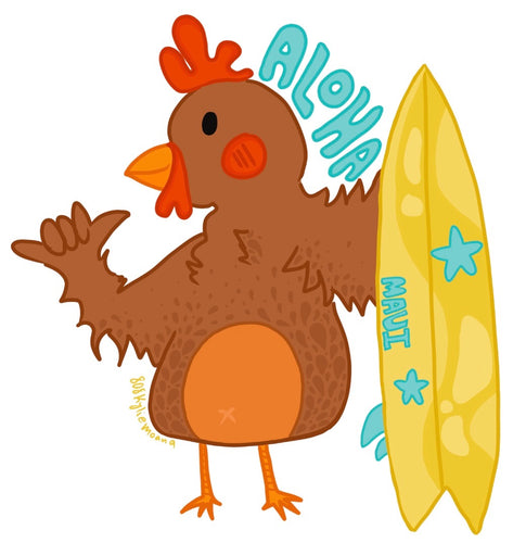Rooster Aloha Maui Sticker