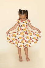 Autumn Hibiscus Short Sleeve Twirl Dress