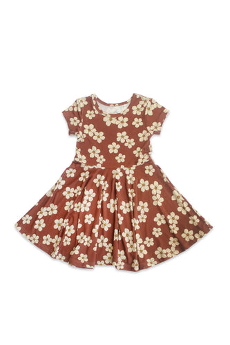 Rust Puakenikeni Short Sleeve Twirl Dress