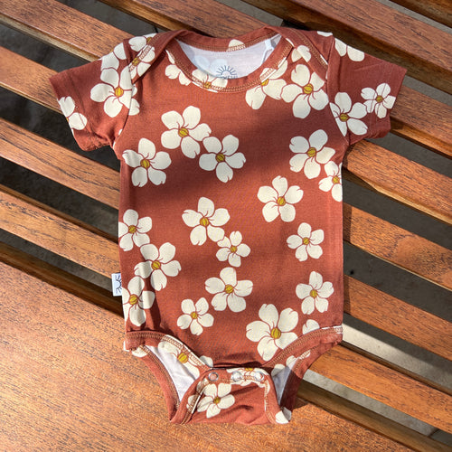 Rust Puakenikeni Short Sleeve Bamboo Onesie