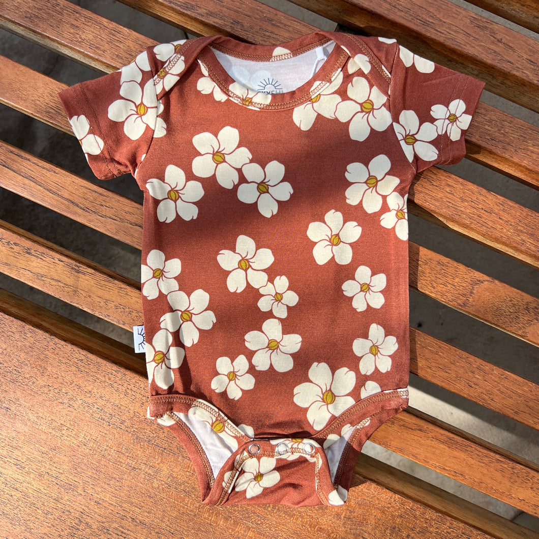 Rust Puakenikeni Short Sleeve Bamboo Onesie