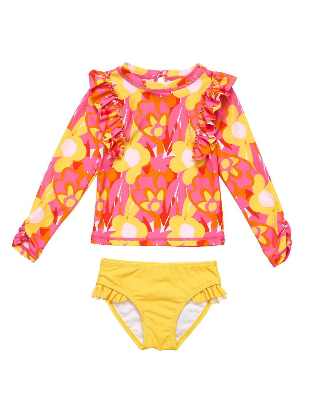 Pop of Sunshine Long Sleeve Ruffle Set