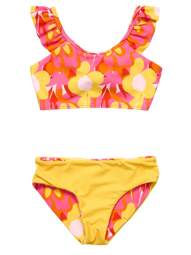 REVERSIBLE Pop of Sunshine Frill Crop Bikini