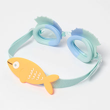 Kids Swim Goggles Finn the Fish Aqua Blue