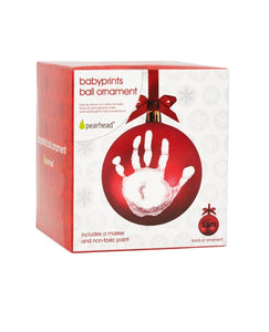 Baby Christmas Handprint/Footprint Red Round Ornament