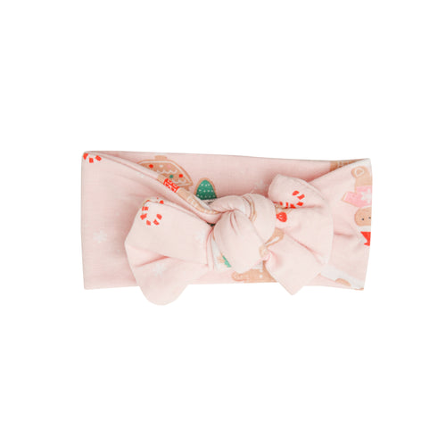 12-24mos - Pink Gingerbread Bow Headband