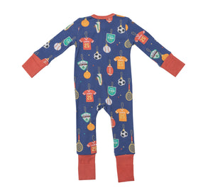 0-3mos, 3-6mos, 12-18mos - Sports Ornaments 2 Way Zipper Romper Coverall