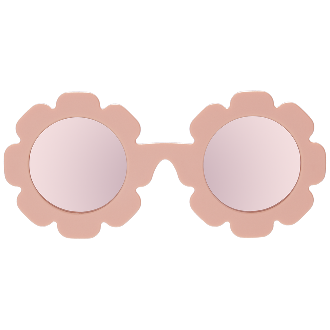 POLARIZED Flower Shaped Peach Keen with Rose Gold Mirrored Lenses Kids Sunglasses