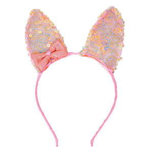 Bella Bunny Sequin Covered Wired Ears Headband