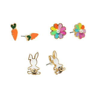 Bunny Garden Earrings Set of 3