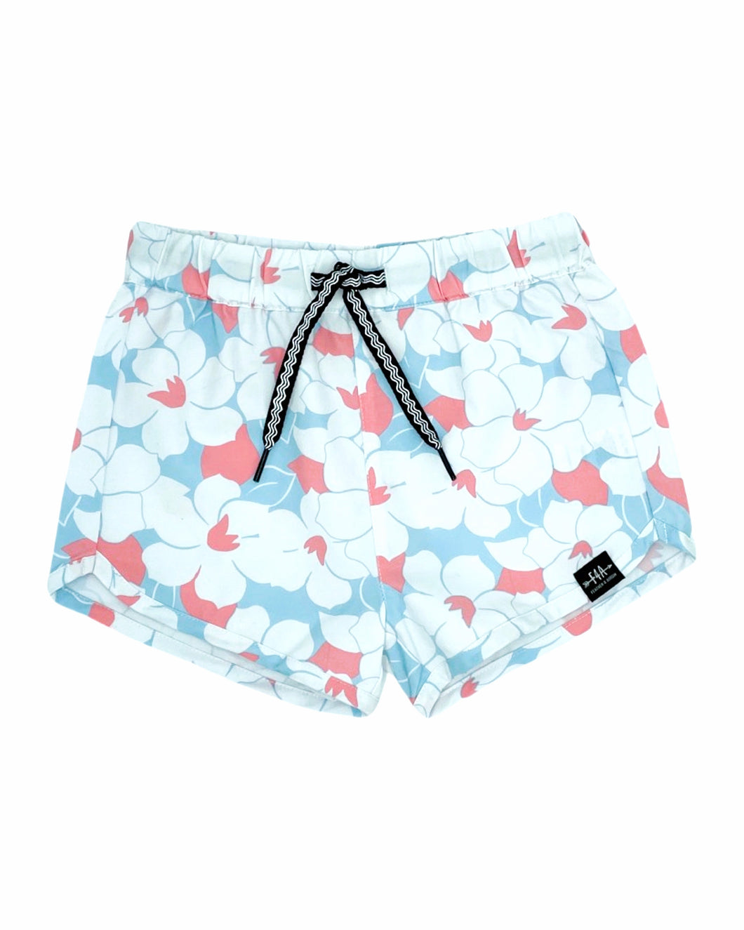 8yrs - Castaway Swim Short in Retro Tropical- Crystal Blue