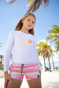 6yrs - Sun Kissed Long Sleeve Rash Guard Top in White