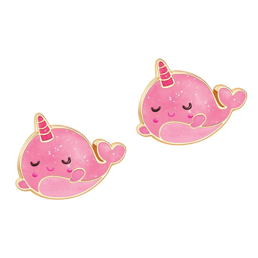 Pink Mystic Narwhal Stud Earrings