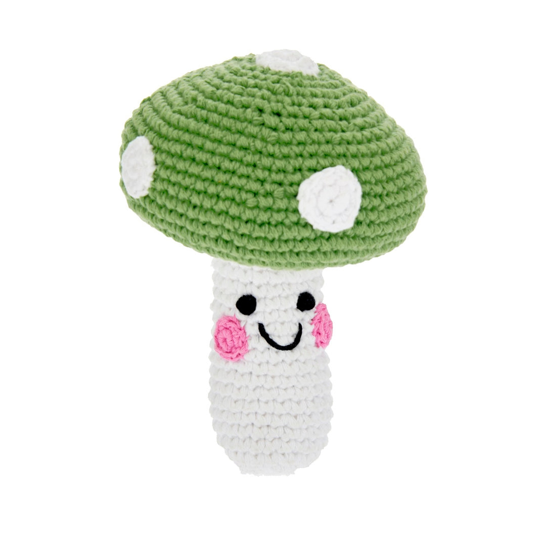 Green Mushroom Crochet Rattle Plushie