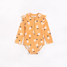 6yrs - Pineapples on Sunset Long Sleeve One-Piece Swimsuit