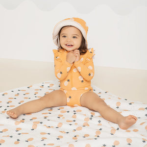 6yrs - Pineapples on Sunset Long Sleeve One-Piece Swimsuit