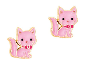 Pink Kitty Stud Earrings