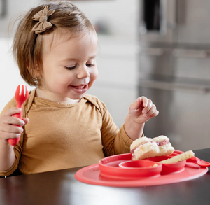 EZPZ Mini Utensils Fork & Spoon Set - Coral