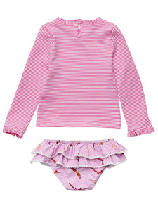 5-6yrs Diving Diva Long Sleeve Rash Top Bikini Set