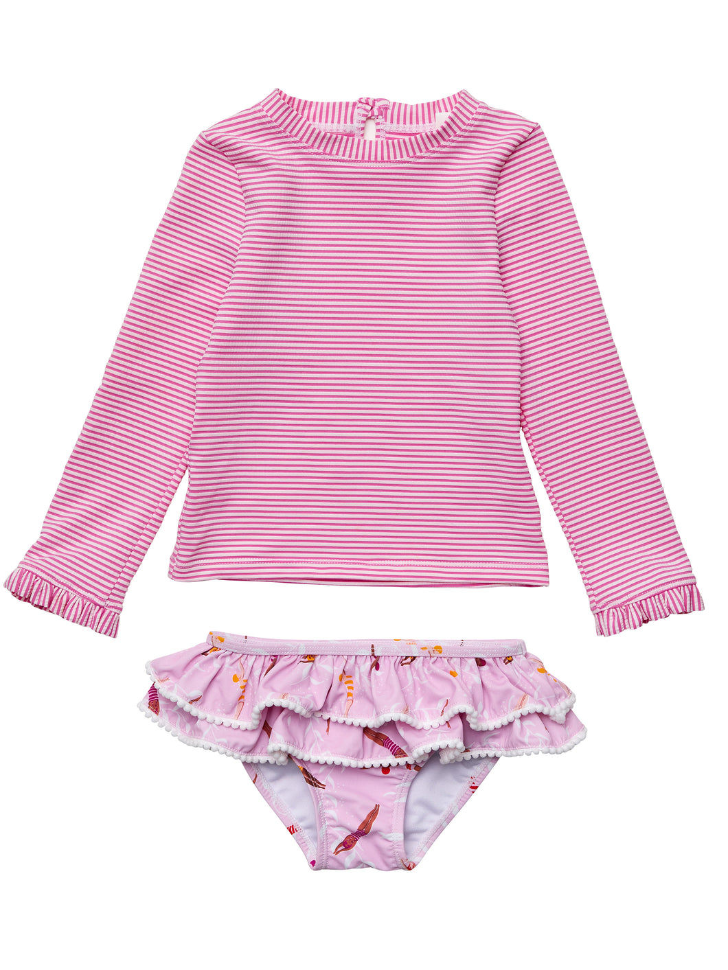 5-6yrs Diving Diva Long Sleeve Rash Top Bikini Set