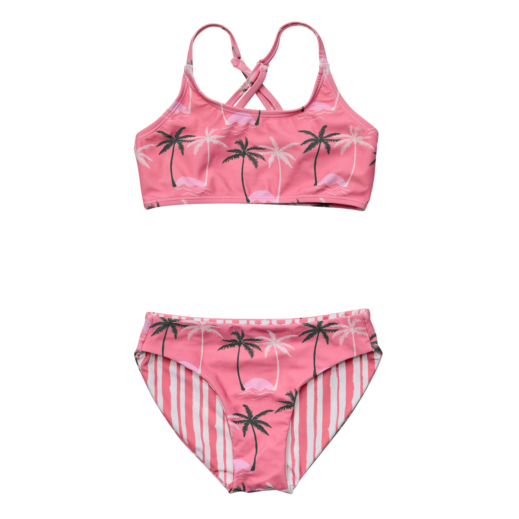 7-8yrs - REVERSIBLE Palm Paradise Sustainable X-Back Bikini