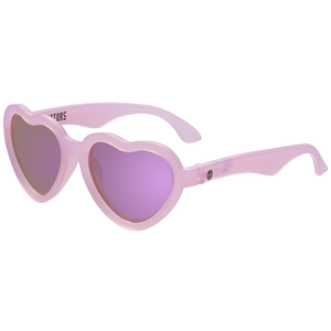 POLARIZED Heart Shaped Frosted Pink with Purple Mirrored Lenses Kids Sunglasses